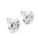 14K Solid Gold Lab Diamond Stud Earrings, White Gold, view 2