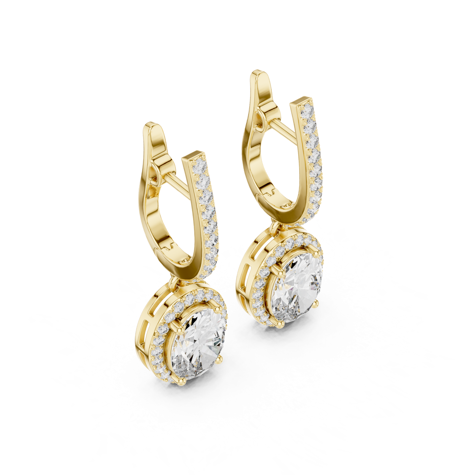 Gold Earrings 3-10009E_137_M, Yellow Gold, view 2