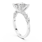 Gold Ring DDLR-168, Princess center stone, White Gold, view 1