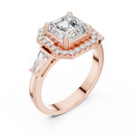 Gold Ring, Asscher center stone, Rose Gold, view 2