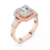 Gold Ring, Asscher center stone, Rose Gold, view 2
