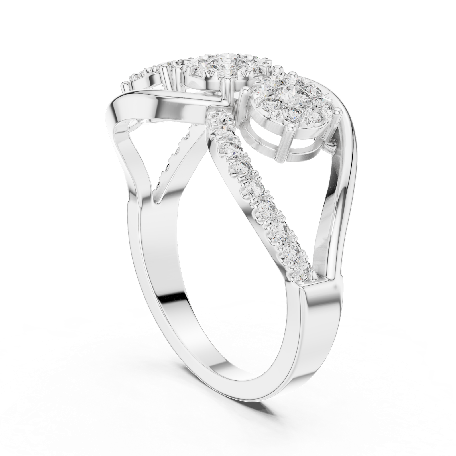 14K Solid Gold Lab Diamond Infinity Cluster Ring, White Gold, view 1