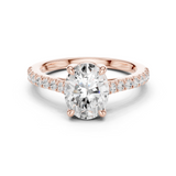 Gold Ring DDLR-039, Oval center stone, Rose Gold