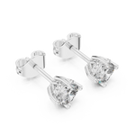 14K Solid Gold Lab Diamond Halo Earrings, White Gold, view 2