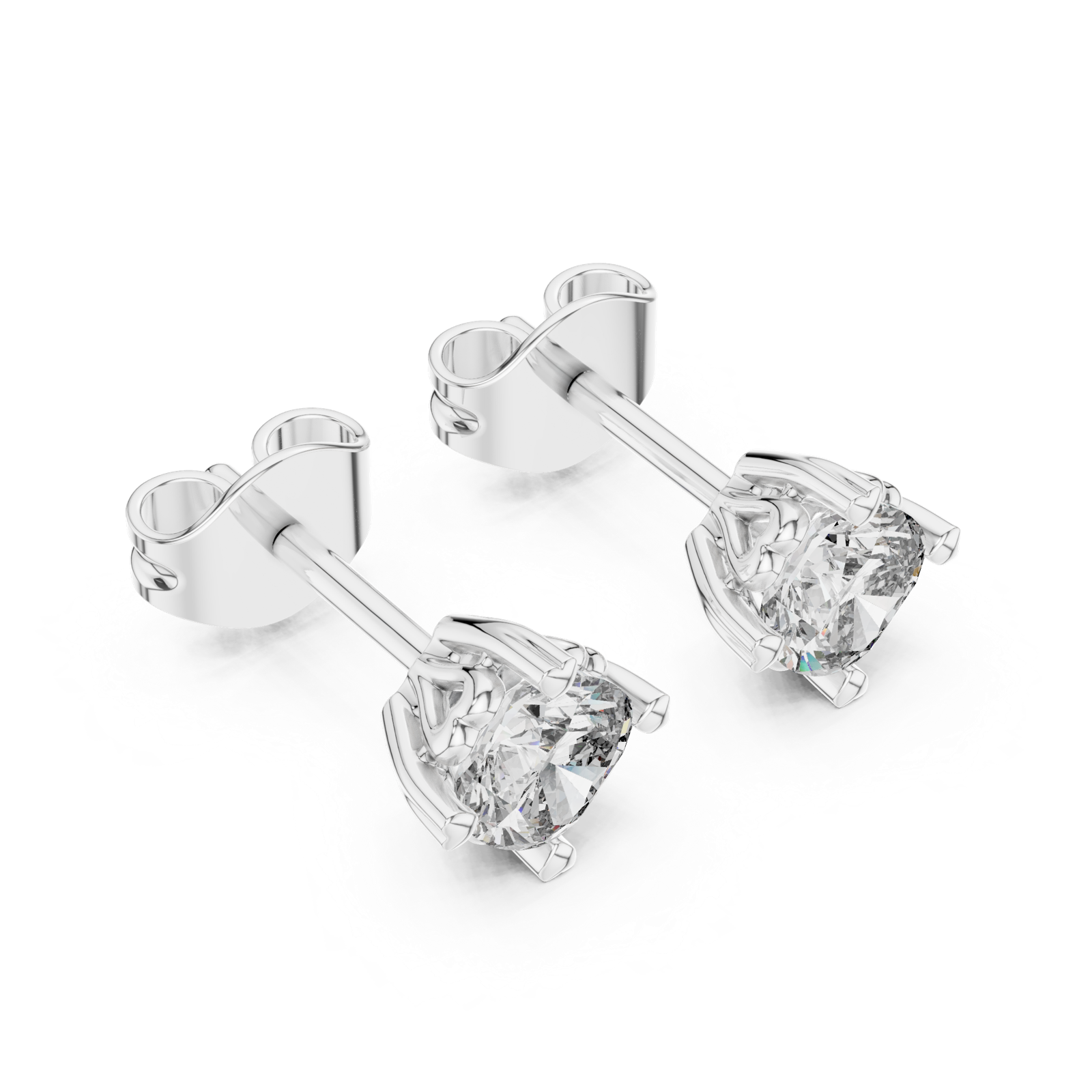 14K Solid Gold Lab Diamond Halo Earrings, White Gold, view 2