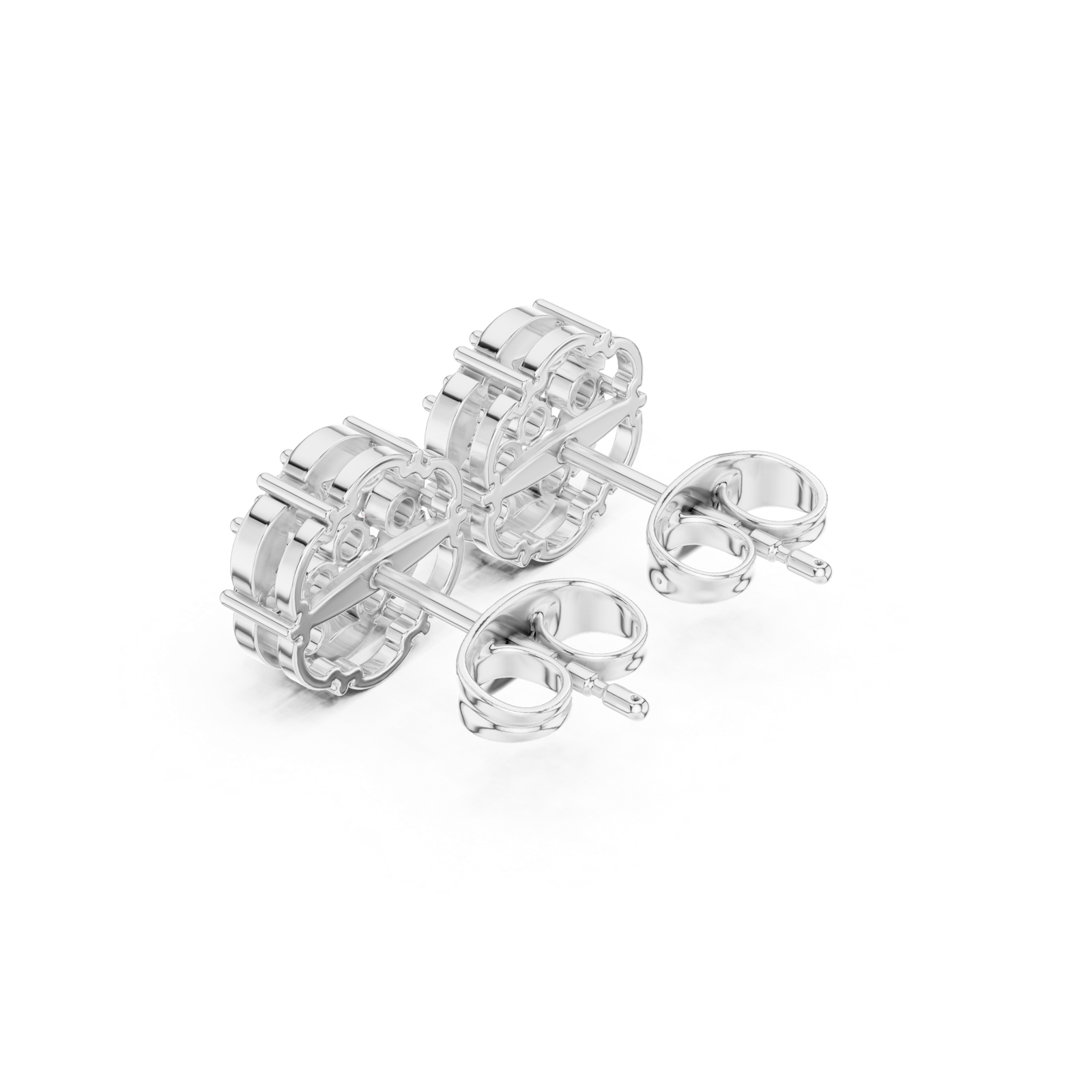 Gold Earrings AGDER-353, White Gold, view 2