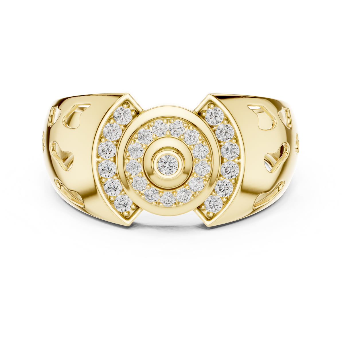 14K Solid Gold Lab Diamond Halo Ring, Yellow Gold