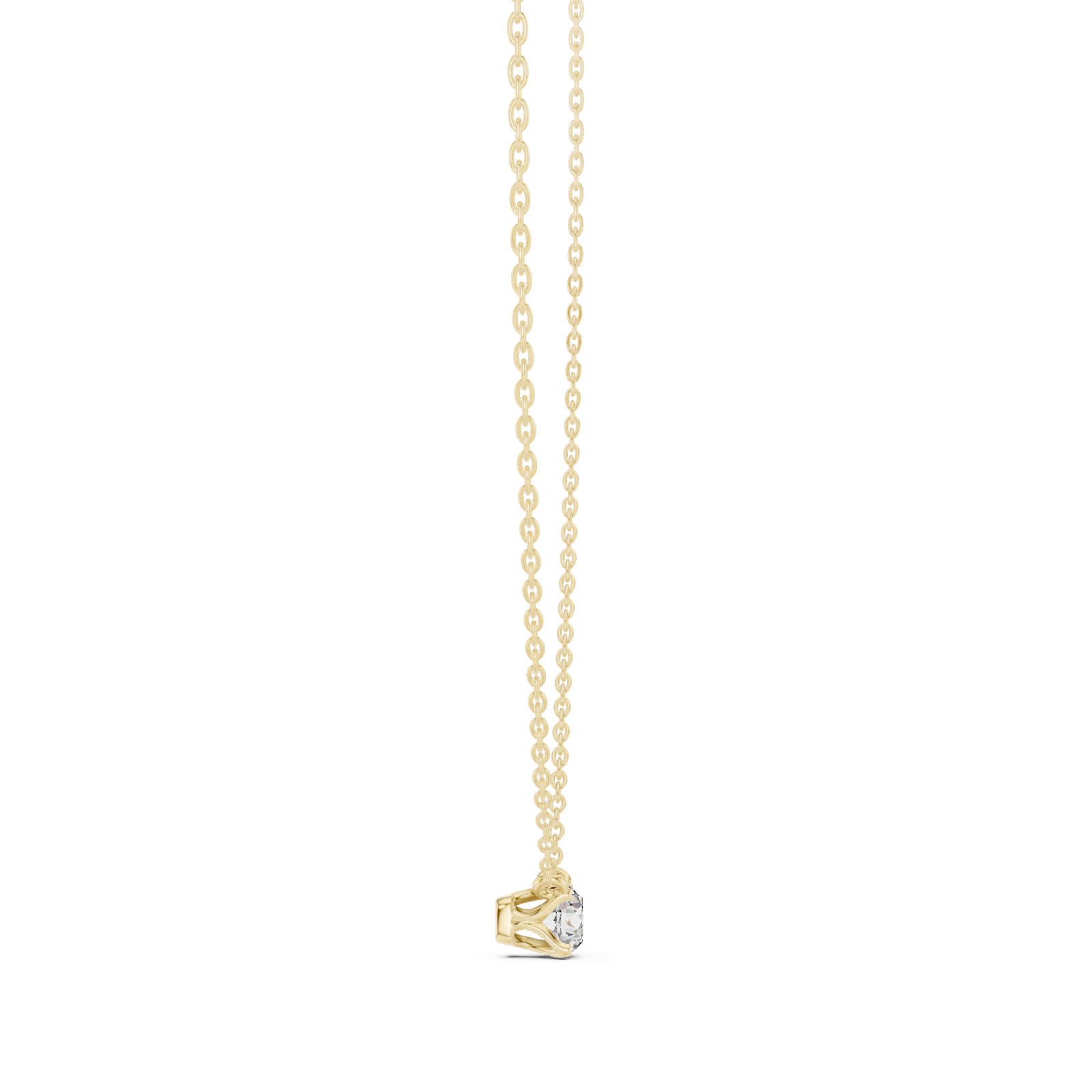14K Solid Gold Lab Diamond Solitaire Pendant Necklace, Yellow Gold, view 3