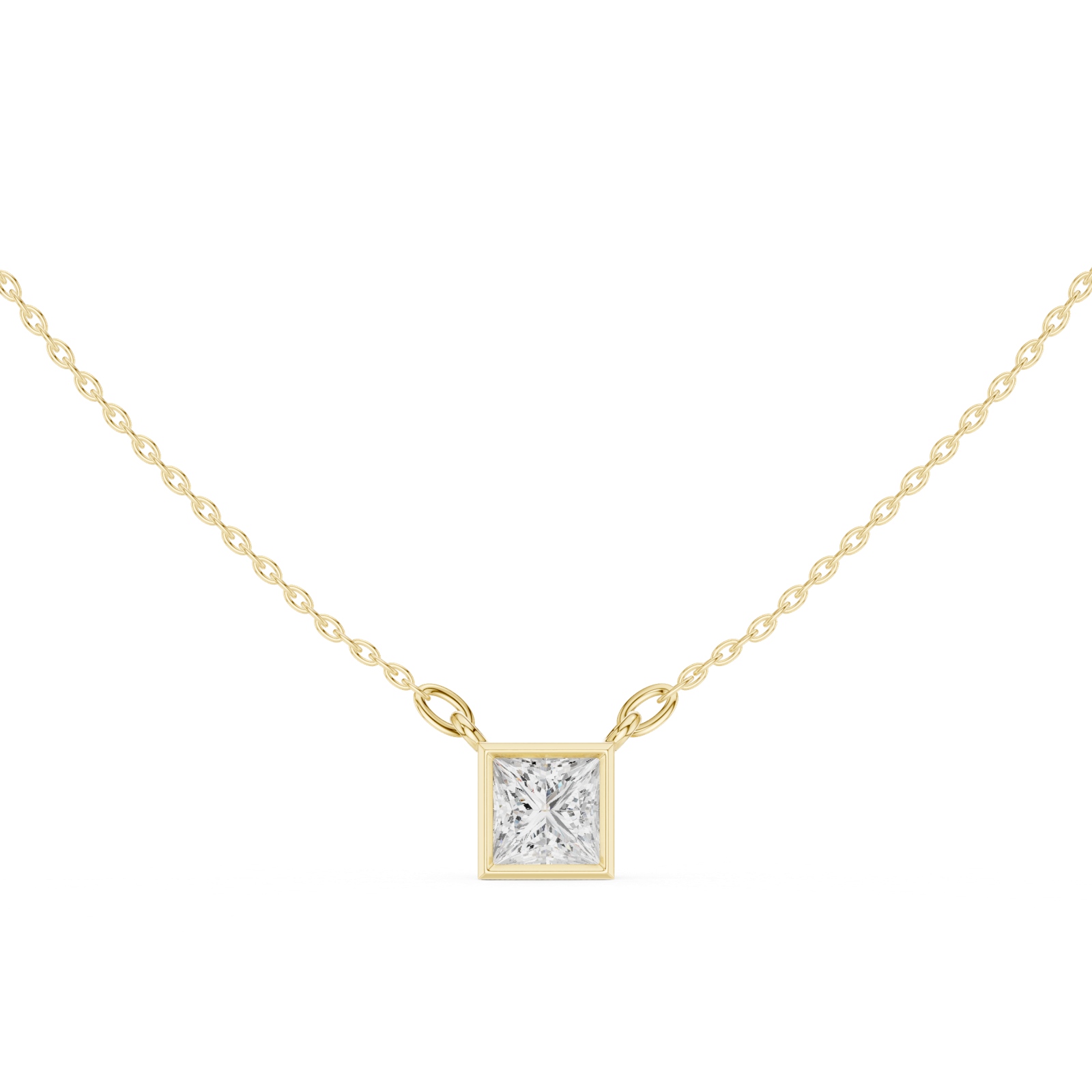 Gold Jewelry DDPS-001, Princess center stone, Yellow Gold, view 4