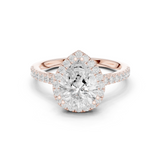 Gold Ring DDLR-255, Pear center stone, Rose Gold