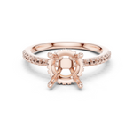 Gold Ring DDLR-177, Round center stone, Rose Gold