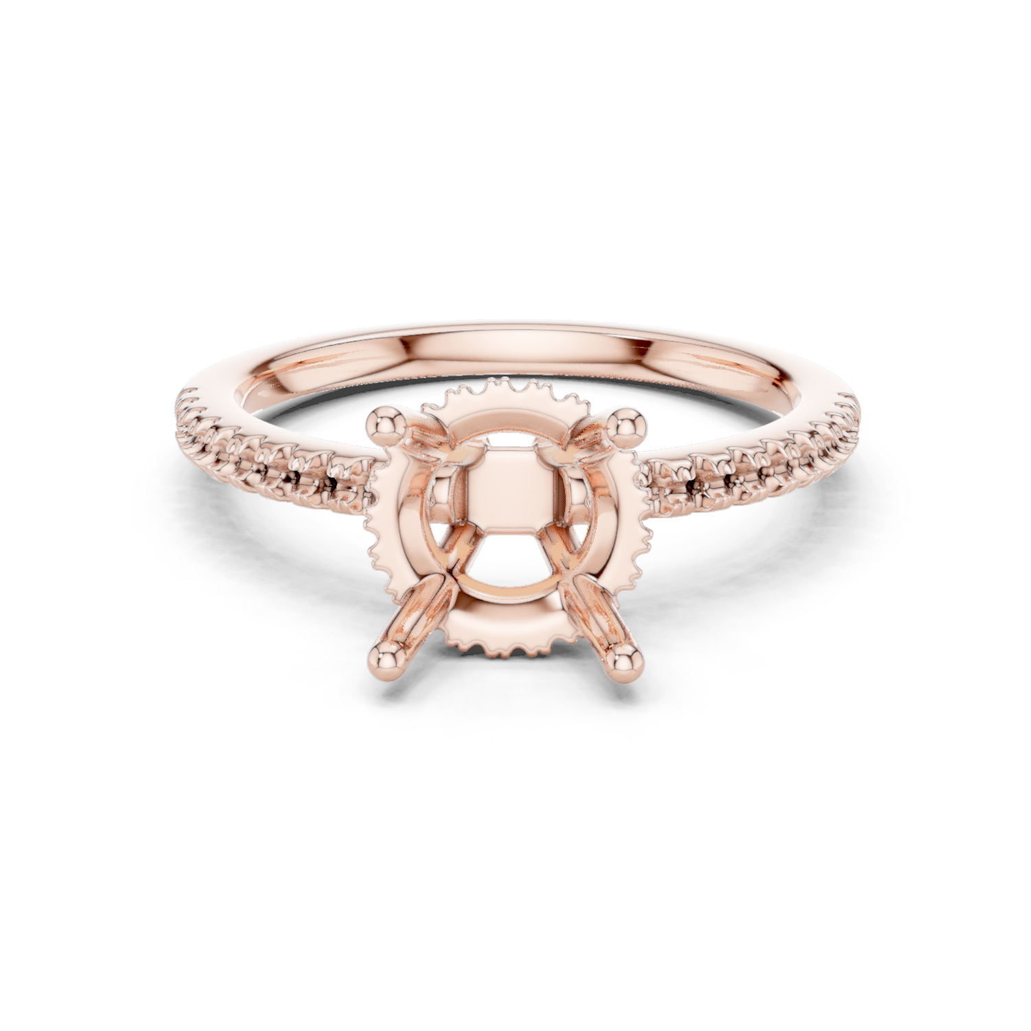 Gold Ring DDLR-177, Round center stone, Rose Gold