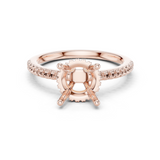 Gold Ring DDLR-177, Round center stone, Rose Gold