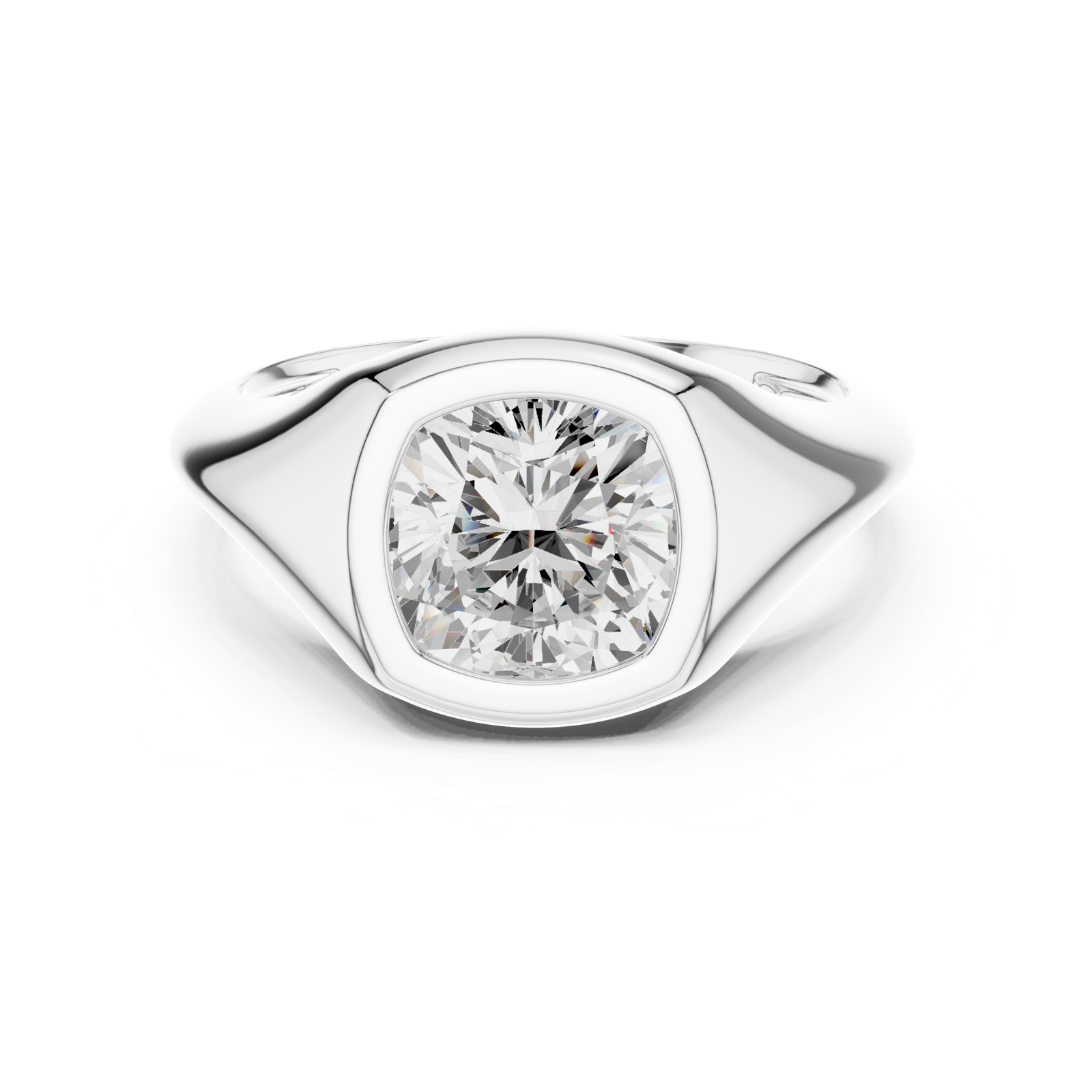 Gold Jewelry L36-4, Cushion center stone, White Gold, view 4