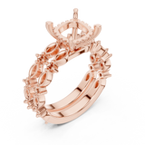 Gold Ring DDLR-301, Cushion center stone, Rose Gold, view 2