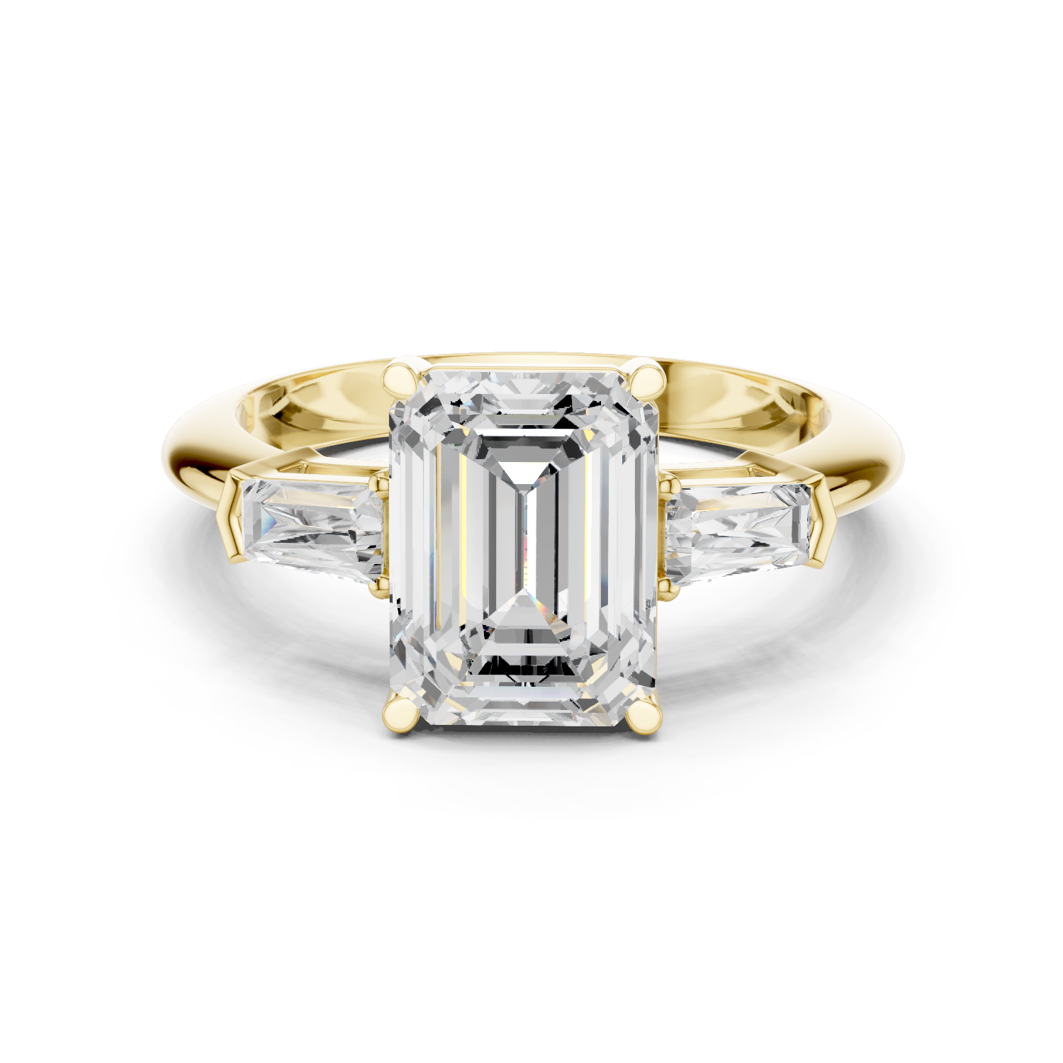Gold Jewelry, Emerald center stone, Yellow Gold