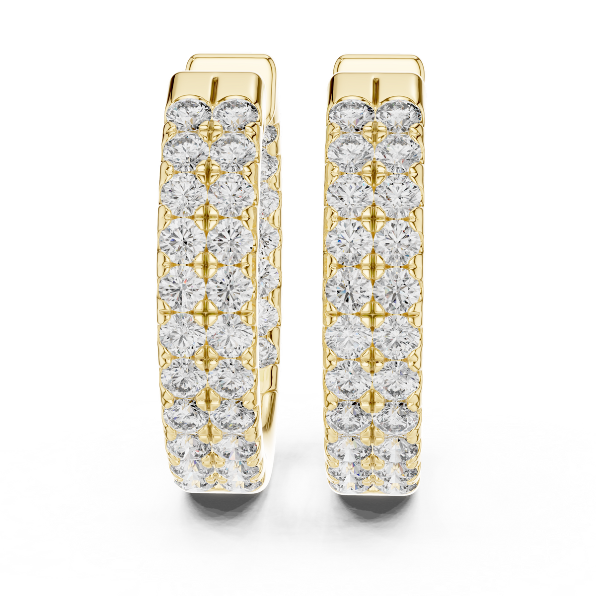 14K Solid Gold Lab Diamond Huggie Earrings, Yellow Gold, view 1