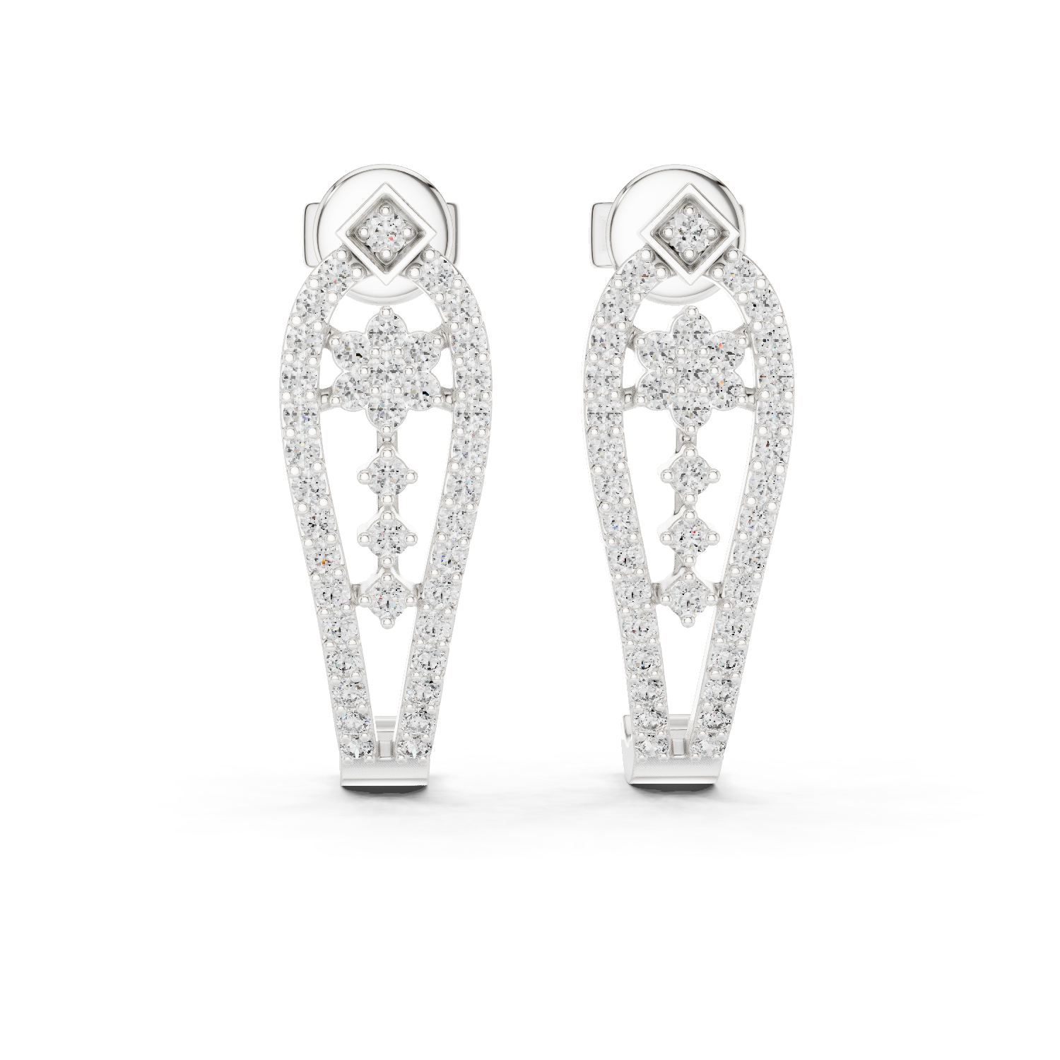 Gold Earrings L03-28, White Gold