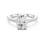 Gold Ring DDLR-039, Oval center stone, White Gold, view 4