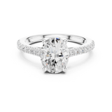 Gold Ring DDLR-039, Oval center stone, White Gold, view 4