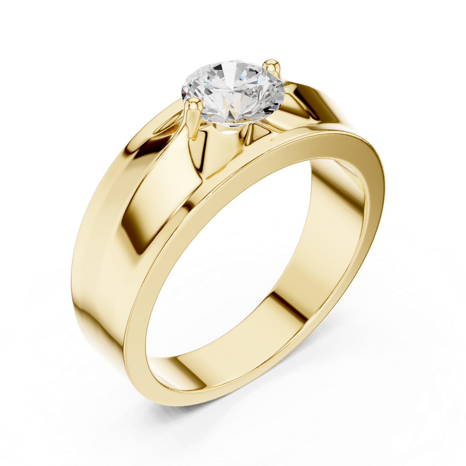 14K Solid Gold Lab Diamond Signet Ring, Yellow Gold, view 2