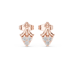 14K Solid Gold Lab Diamond Leaf Cluster Earrings, Rose Gold