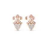 14K Solid Gold Lab Diamond Leaf Cluster Earrings, Rose Gold