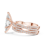 Gold Ring DDLR-300, Marquise center stone, Rose Gold, view 3