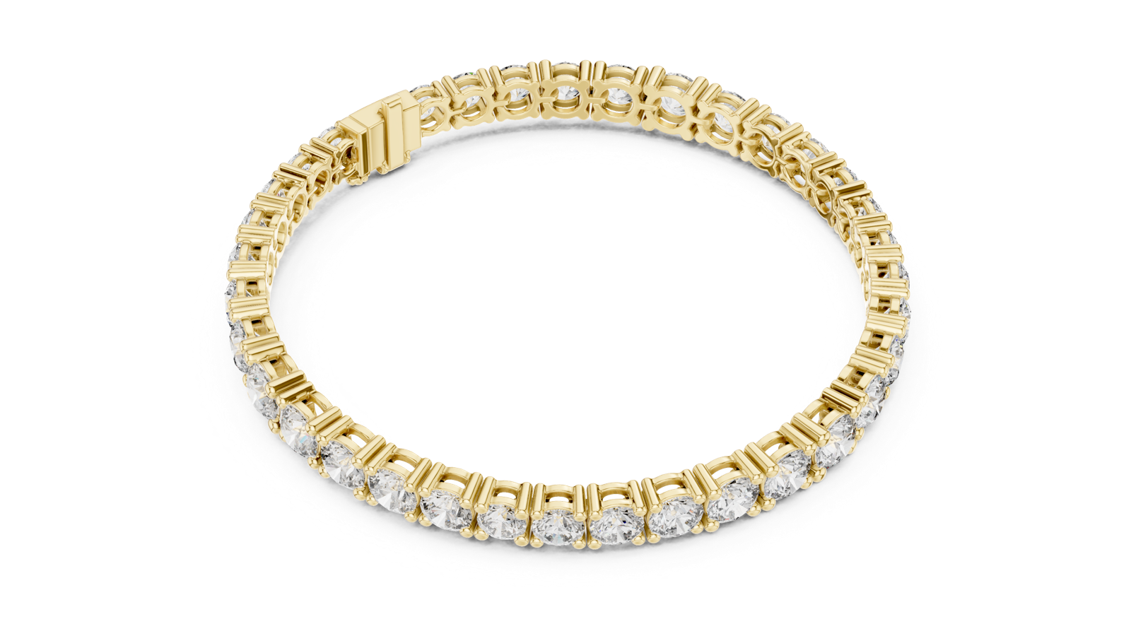 14K Solid Gold Lab Diamond Bracelet, Yellow Gold, view 2