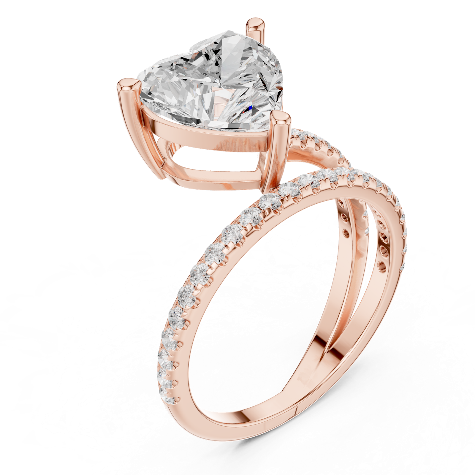 Gold Jewelry L35-39, Heart center stone, Rose Gold, view 2