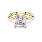 Gold Ring, Asscher center stone, Yellow Gold, view 4