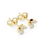 14K Solid Gold Lab Diamond Clover Cluster Earrings, Yellow Gold, view 2