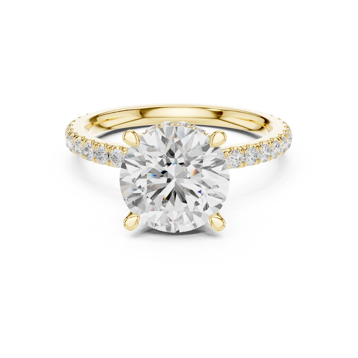 14K Solid Gold Lab Diamond Solitaire Ring, Yellow Gold