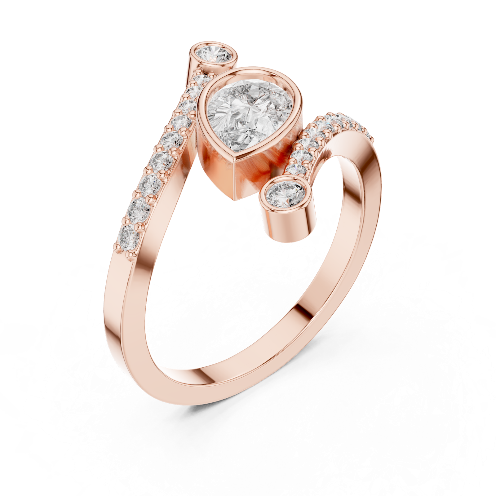 Gold Ring ALR-276, Rose Gold, view 2