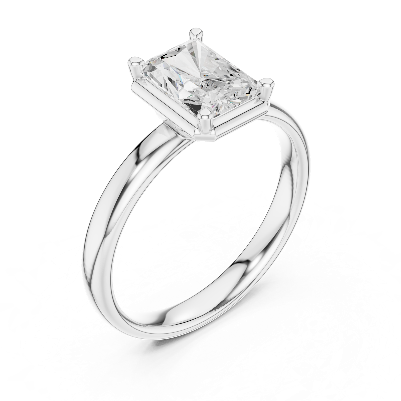 Gold Jewelry L36-10, Radiant center stone, White Gold, view 2