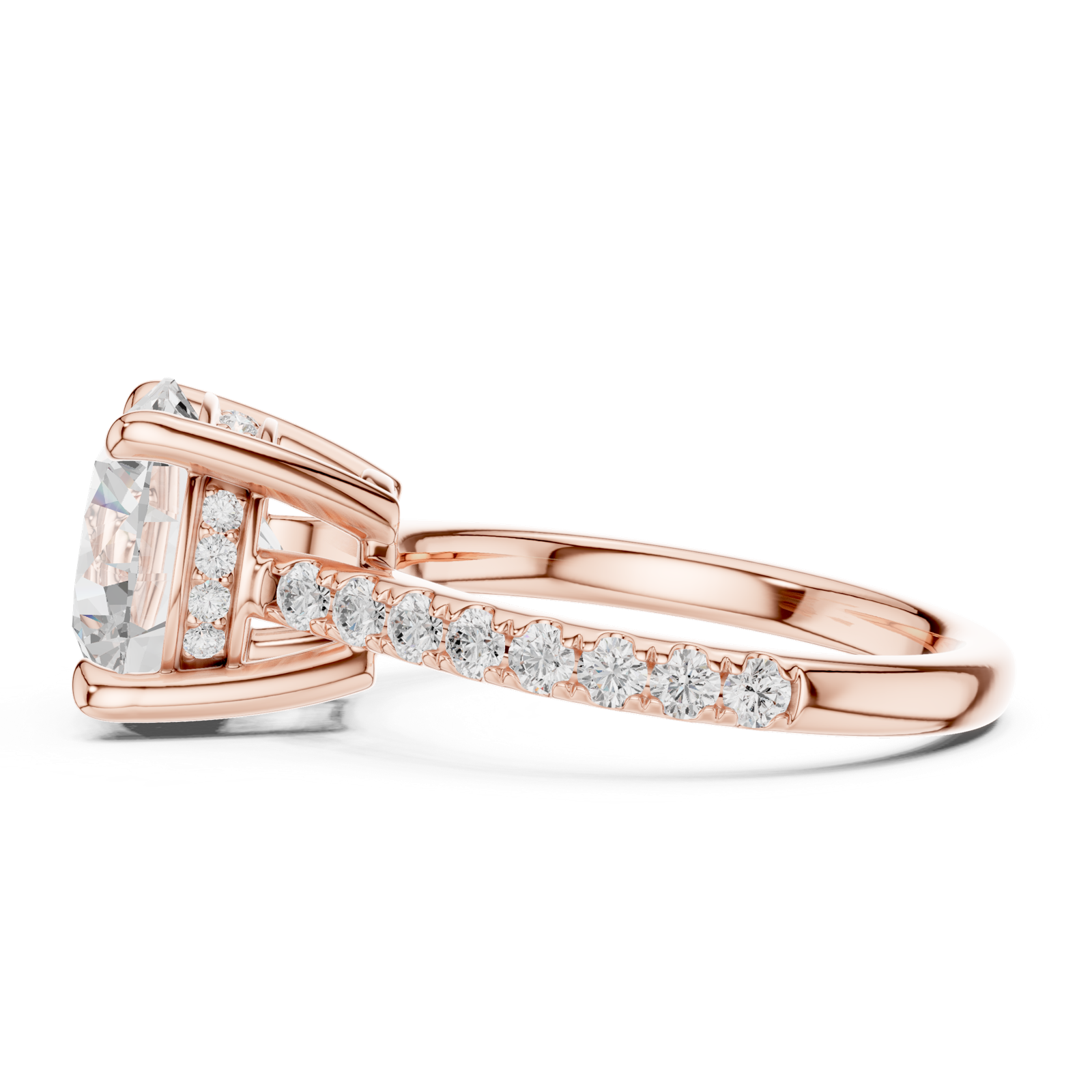 Gold Ring DDLR-250, Round center stone, Rose Gold, view 3