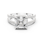 Gold Jewelry, Asscher center stone, White Gold