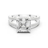 Gold Jewelry, Asscher center stone, White Gold