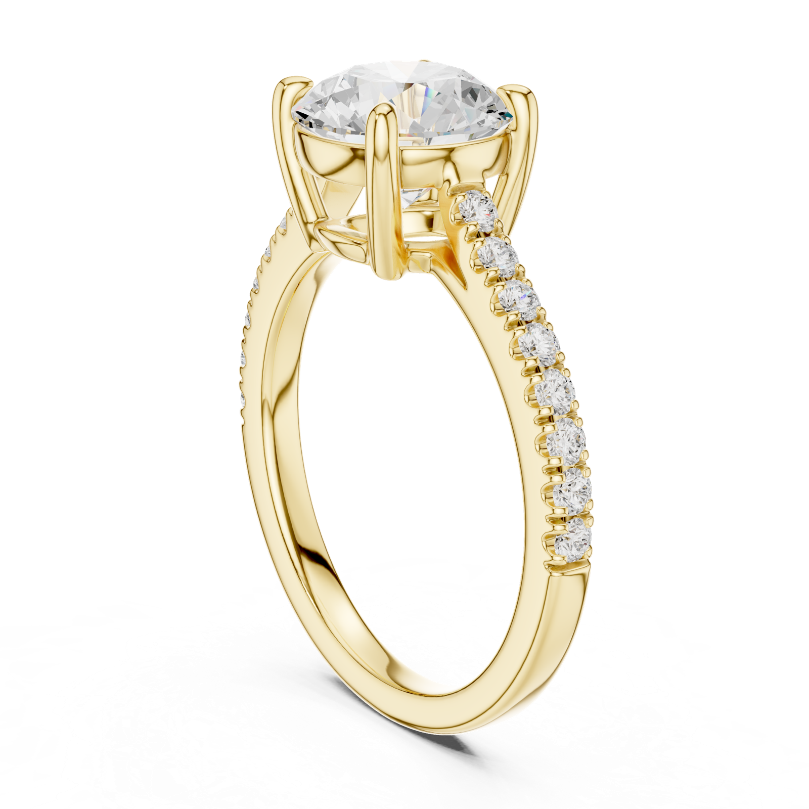 Gold Ring DDLR-039, Round center stone, Yellow Gold, view 1