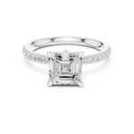 Gold Ring, Asscher center stone, White Gold, view 4