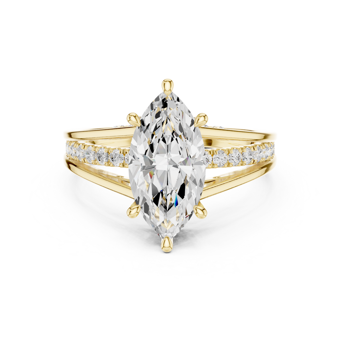 14K Solid Gold Lab Diamond Solitaire Ring, Yellow Gold