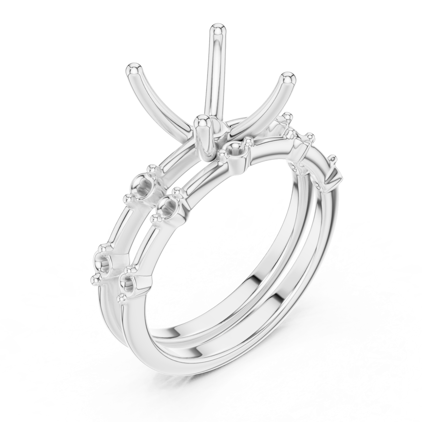 Gold Ring DDLR-441, Princess center stone, White Gold, view 2