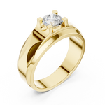 14K Solid Gold Lab Diamond Solitaire Ring, Yellow Gold, view 2