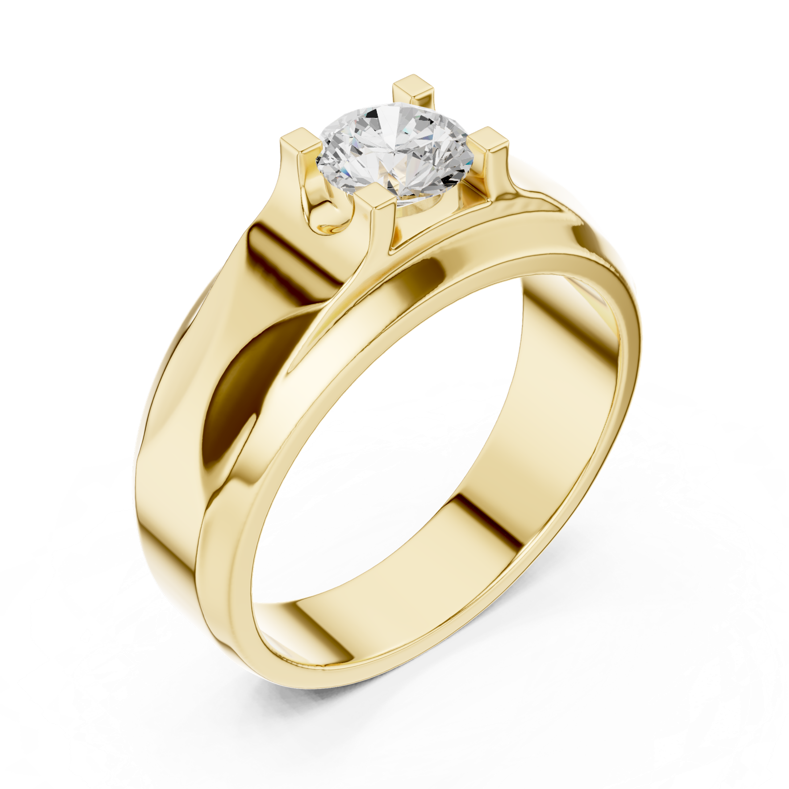 14K Solid Gold Lab Diamond Solitaire Ring, Yellow Gold, view 2