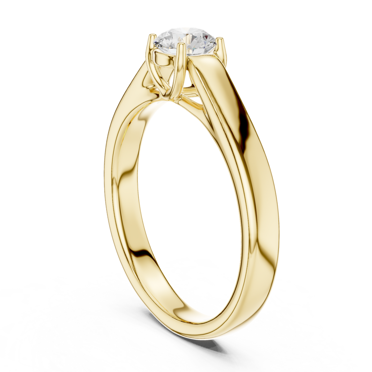 14K Solid Gold Lab Diamond Solitaire Ring, Yellow Gold, view 1