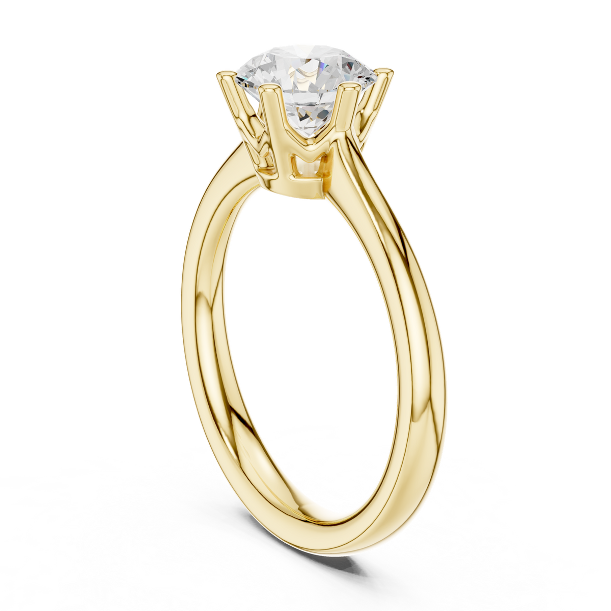 14K Solid Gold Lab Diamond Solitaire Ring, Yellow Gold, view 1