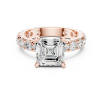 Gold Jewelry, Asscher center stone, Rose Gold, view 4