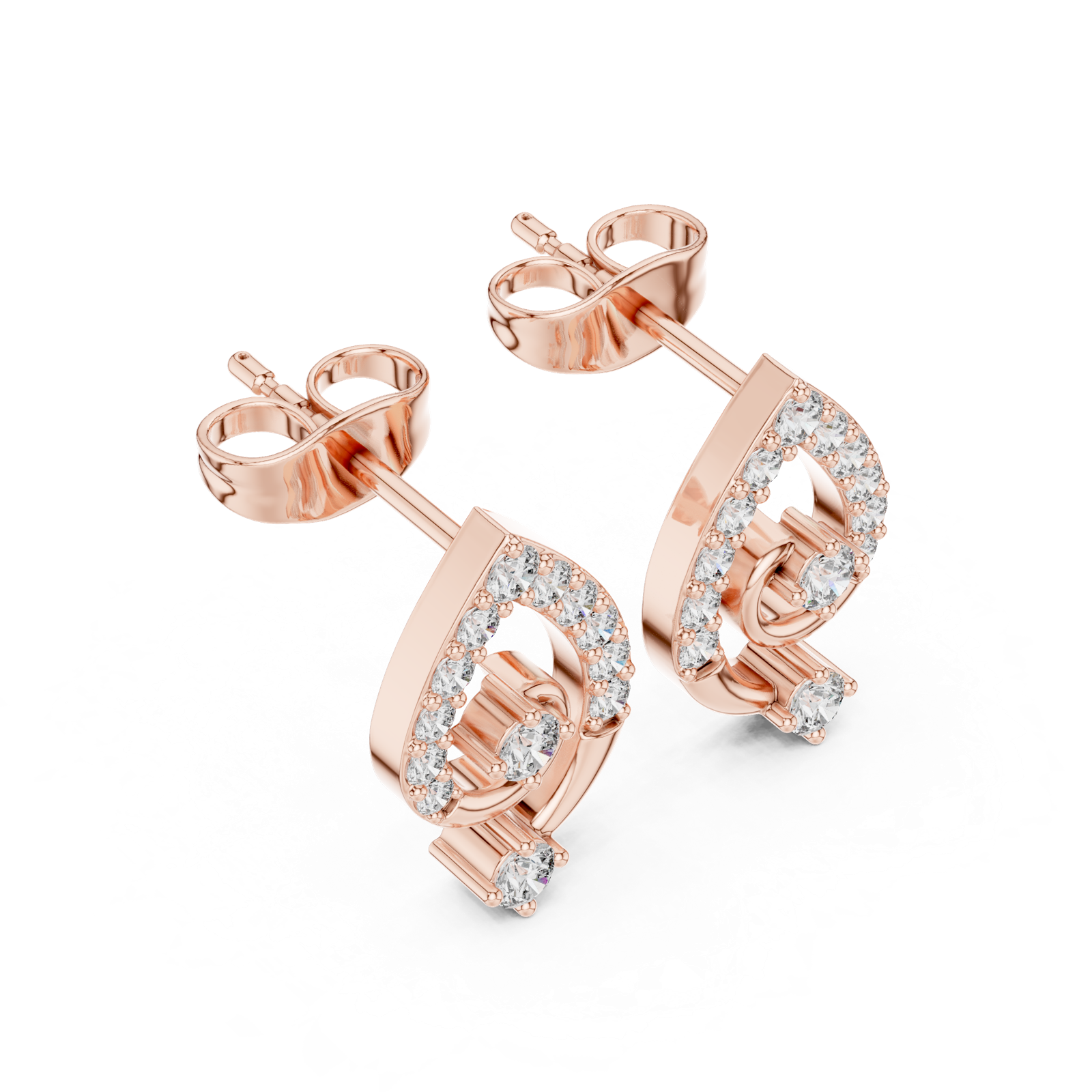 Gold Earrings AER-128, Rose Gold, view 2