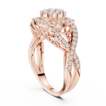 14K Solid Gold Lab Diamond Halo Ring, Rose Gold, view 1