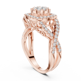 14K Solid Gold Lab Diamond Halo Ring, Rose Gold, view 1